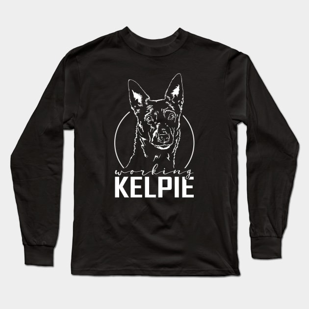 Working Kelpie dog portrait Long Sleeve T-Shirt by wilsigns